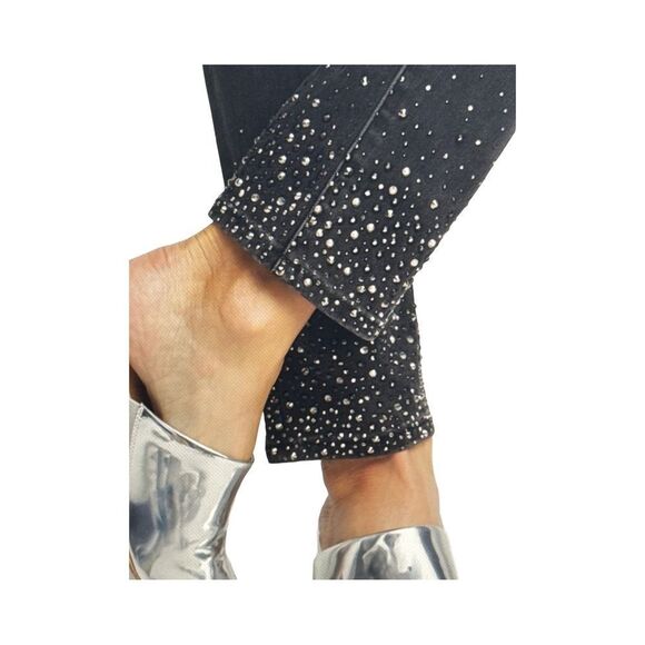 CHICO’S EMBELLISHED PULL-ON ANKLE JEGGINGS. DARK NIGHT WASH. - Picture 3 of 9